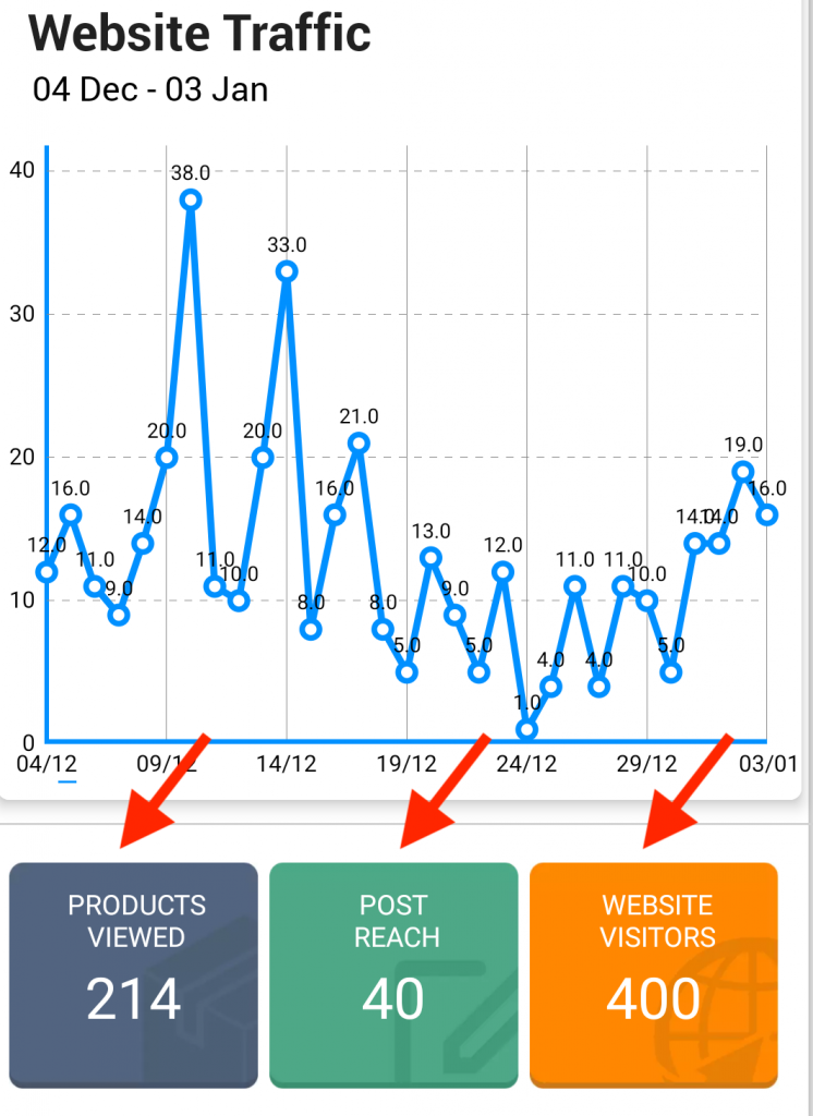 Website Analytics dashboard of MoreCustomersApp