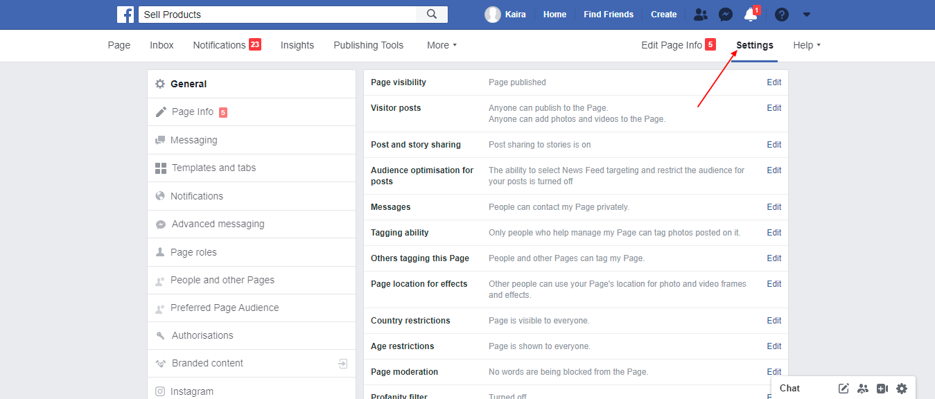 FB Messenger Setting