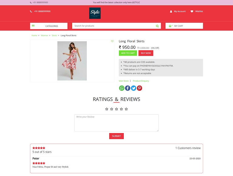 Product Reviews on MCA Store Published