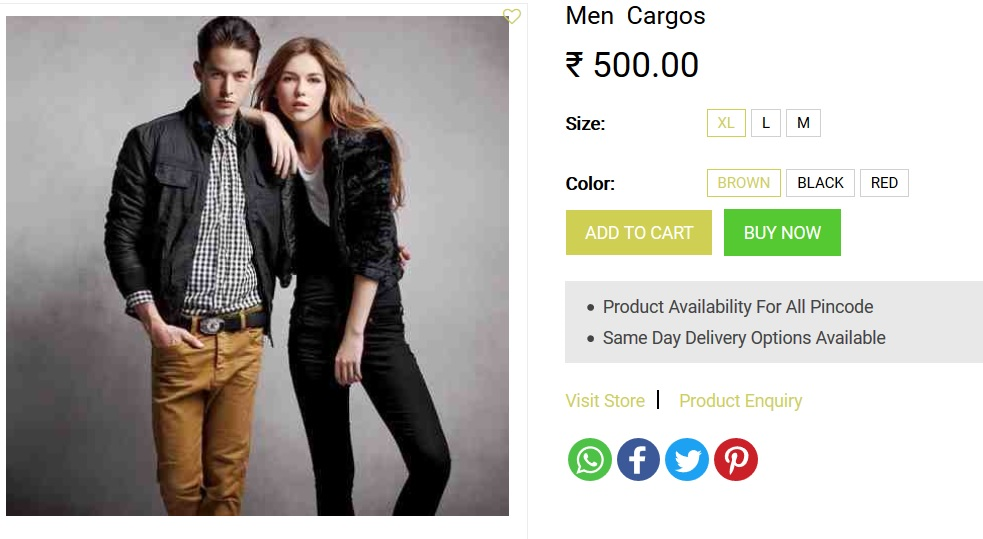 product variant on front site